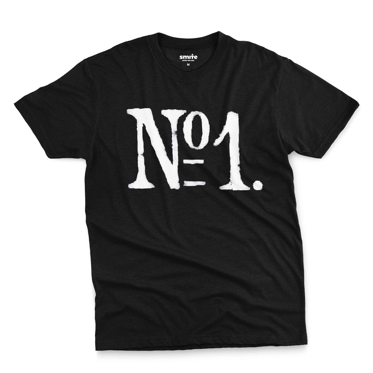 A black t-shirt with a distressed white graphic print reading 'N°1.' on the front.