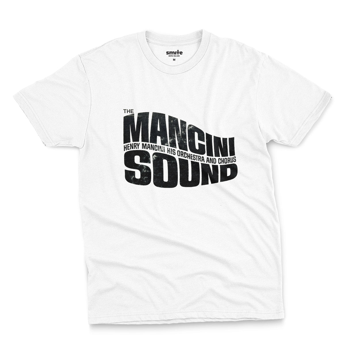 A white t-shirt with 'THE MANCINI SOUND' logo from the 1968 album cover.