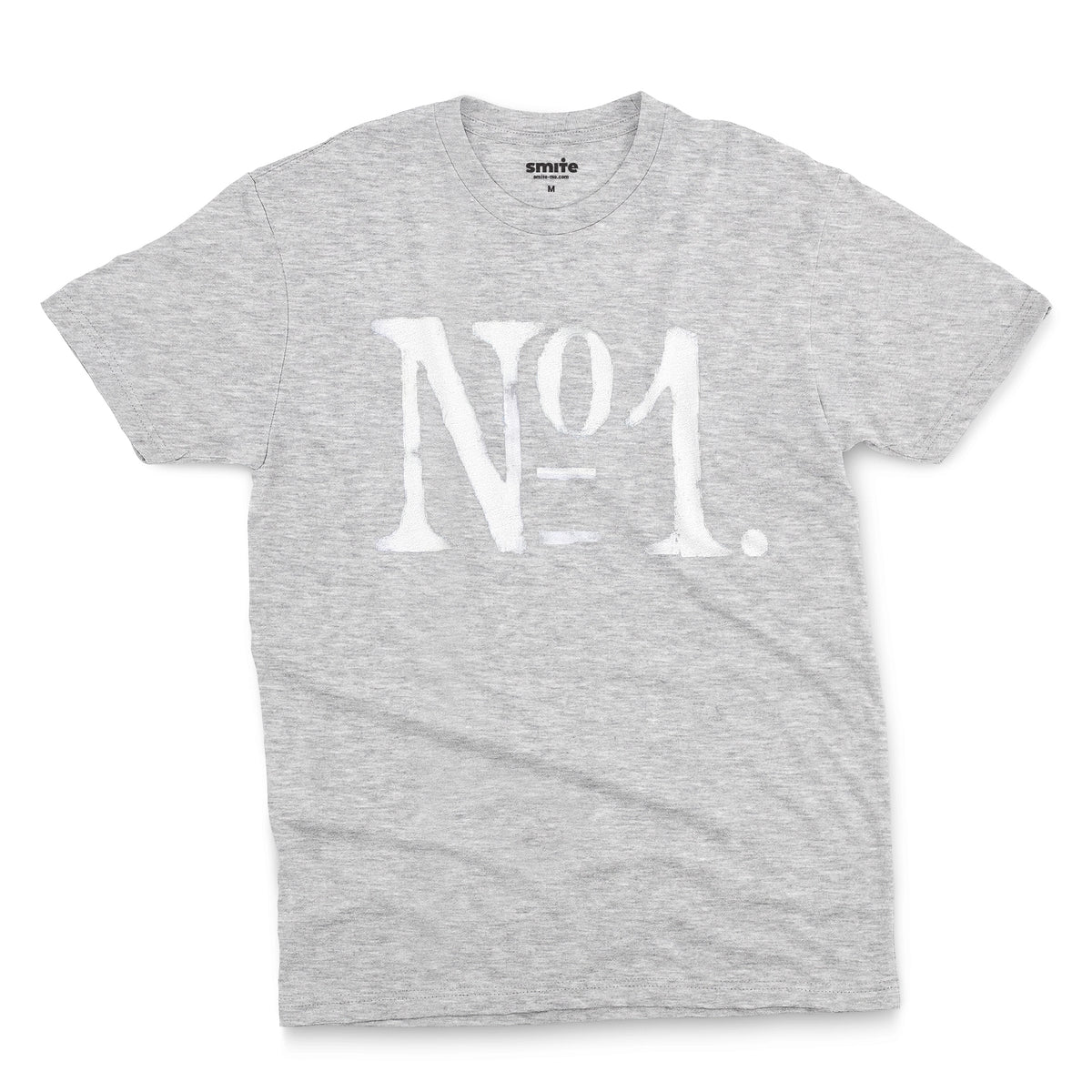 A grey marle t-shirt with a distressed white graphic print reading 'N°1.' on the front.